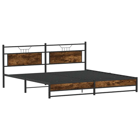 vidaXL Metal Bed Frame without Mattress Smoked Oak 193x203 cm