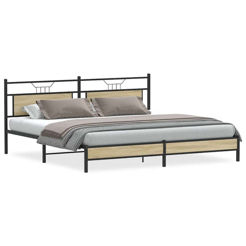 vidaXL Metal Bed Frame without Mattress Sonoma Oak 200x200 cm