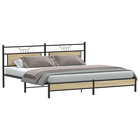 vidaXL Metal Bed Frame without Mattress Sonoma Oak 200x200 cm