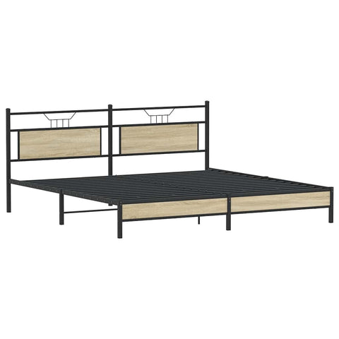 vidaXL Metal Bed Frame without Mattress Sonoma Oak 200x200 cm