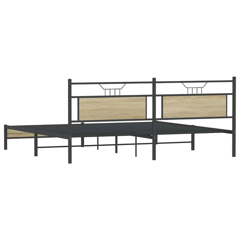 vidaXL Metal Bed Frame without Mattress Sonoma Oak 200x200 cm