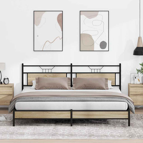vidaXL Metal Bed Frame without Mattress Sonoma Oak 200x200 cm