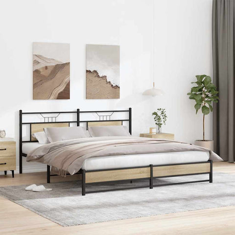 vidaXL Metal Bed Frame without Mattress Sonoma Oak 180x200 cm Super King
