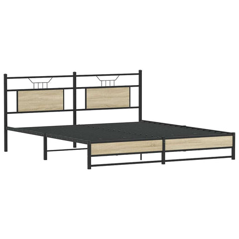 vidaXL Metal Bed Frame without Mattress Sonoma Oak 180x200 cm Super King