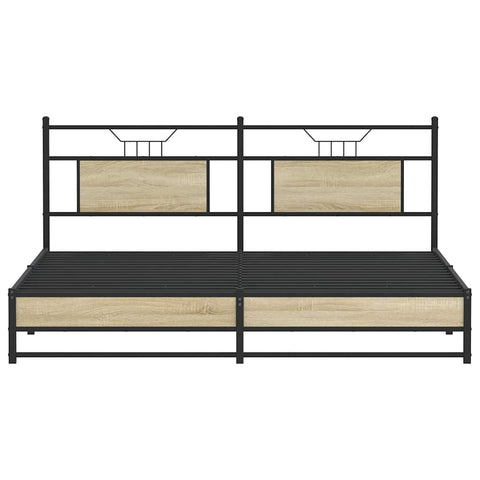 vidaXL Metal Bed Frame without Mattress Sonoma Oak 180x200 cm Super King