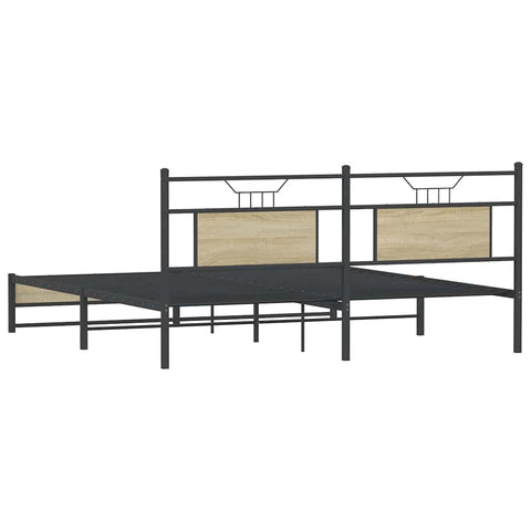 vidaXL Metal Bed Frame without Mattress Sonoma Oak 180x200 cm Super King