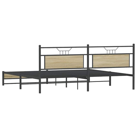 vidaXL Metal Bed Frame without Mattress Sonoma Oak 200x200 cm
