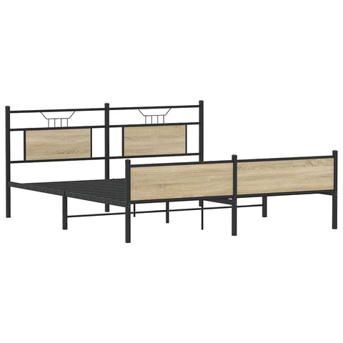 vidaXL Metal Bed Frame without Mattress Sonoma Oak 160x200 cm