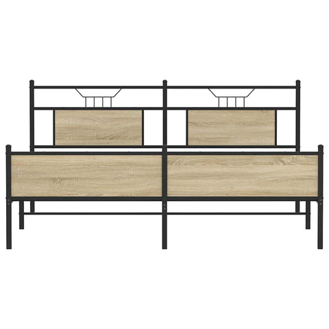 vidaXL Metal Bed Frame without Mattress Sonoma Oak 160x200 cm