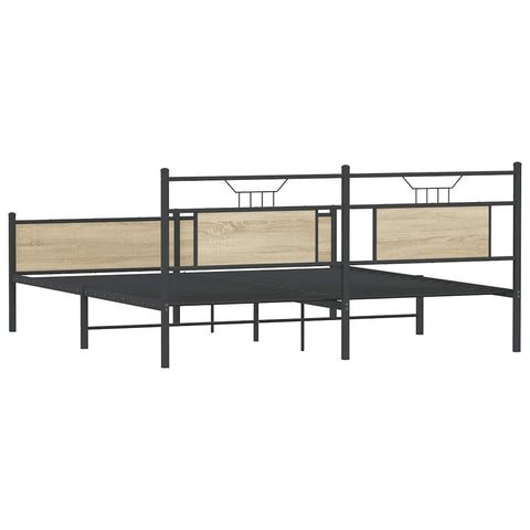 vidaXL Metal Bed Frame without Mattress Sonoma Oak 160x200 cm