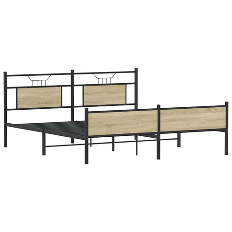 vidaXL Metal Bed Frame without Mattress Sonoma Oak 180x200 cm Super King