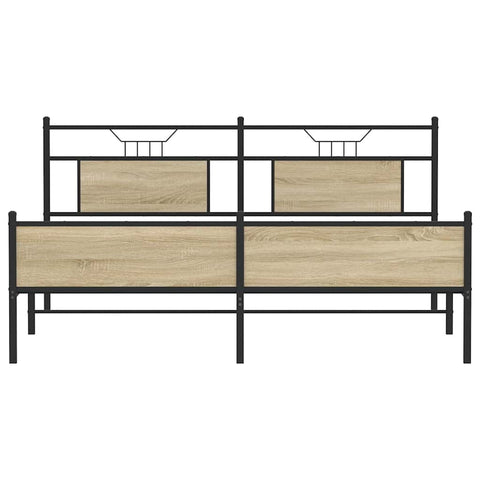 vidaXL Metal Bed Frame without Mattress Sonoma Oak 180x200 cm Super King