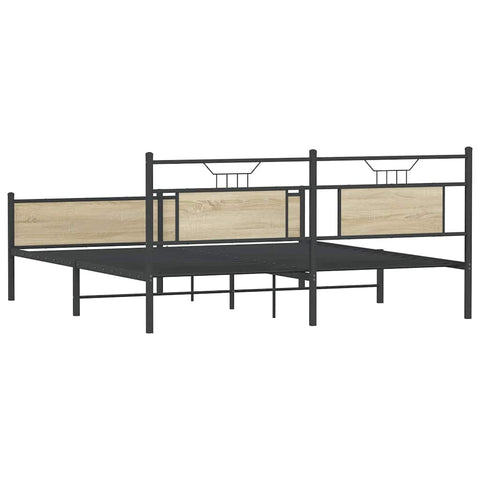 vidaXL Metal Bed Frame without Mattress Sonoma Oak 180x200 cm Super King