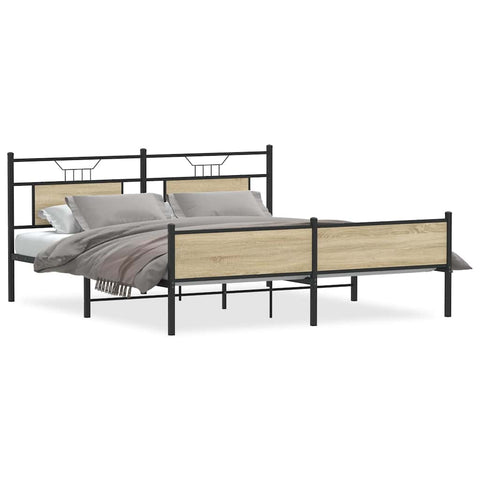vidaXL Metal Bed Frame without Mattress Sonoma Oak 183x213 cm
