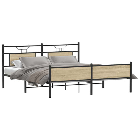 vidaXL Metal Bed Frame without Mattress Sonoma Oak 183x213 cm