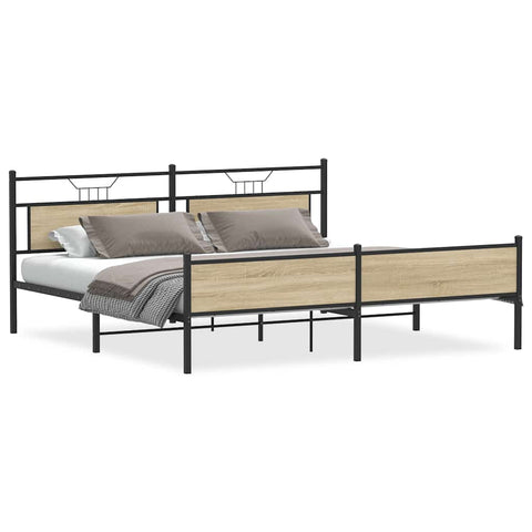 vidaXL Metal Bed Frame without Mattress Sonoma Oak 200x200 cm