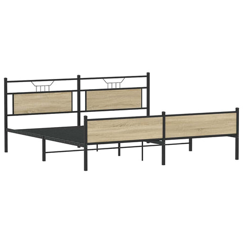 vidaXL Metal Bed Frame without Mattress Sonoma Oak 200x200 cm