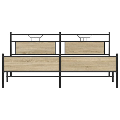 vidaXL Metal Bed Frame without Mattress Sonoma Oak 200x200 cm