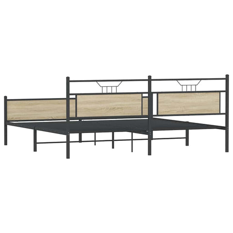 vidaXL Metal Bed Frame without Mattress Sonoma Oak 200x200 cm