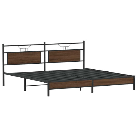 vidaXL Metal Bed Frame without Mattress Brown Oak 193x203 cm