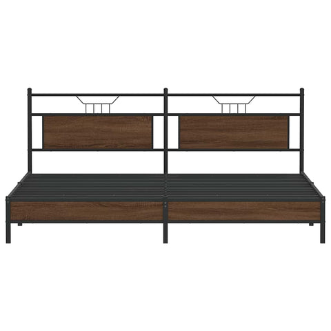vidaXL Metal Bed Frame without Mattress Brown Oak 193x203 cm