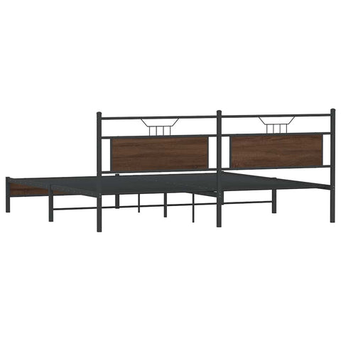 vidaXL Metal Bed Frame without Mattress Brown Oak 193x203 cm