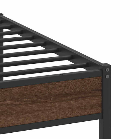vidaXL Metal Bed Frame without Mattress Brown Oak 193x203 cm