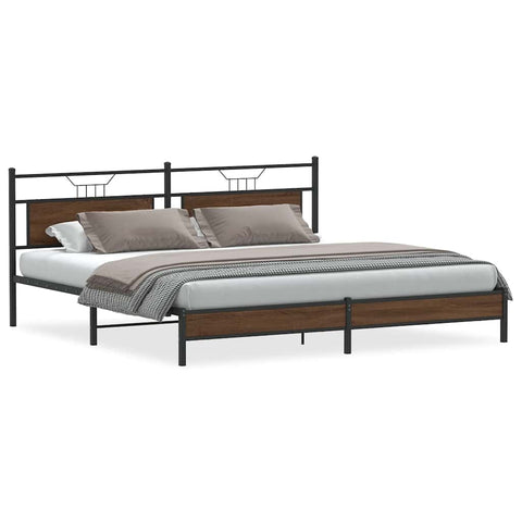 vidaXL Metal Bed Frame without Mattress Brown Oak 200x200 cm