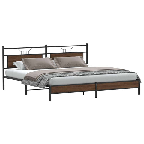 vidaXL Metal Bed Frame without Mattress Brown Oak 200x200 cm