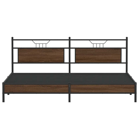 vidaXL Metal Bed Frame without Mattress Brown Oak 200x200 cm