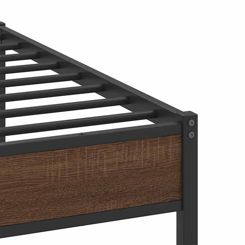 vidaXL Metal Bed Frame without Mattress Brown Oak 180x200 cm Super King