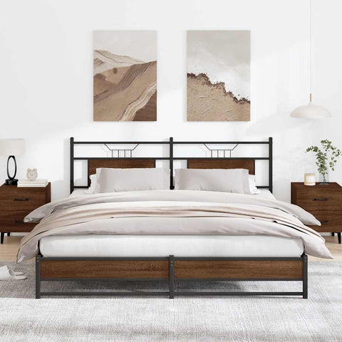 vidaXL Metal Bed Frame without Mattress Brown Oak 180x200 cm Super King