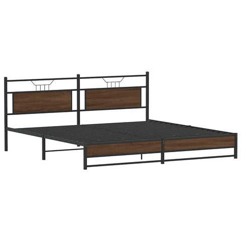 vidaXL Metal Bed Frame without Mattress Brown Oak 193x203 cm