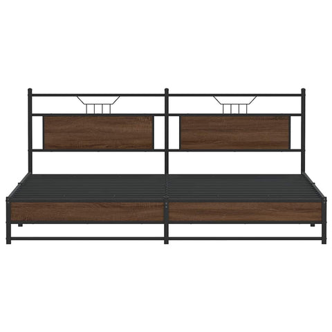 vidaXL Metal Bed Frame without Mattress Brown Oak 193x203 cm