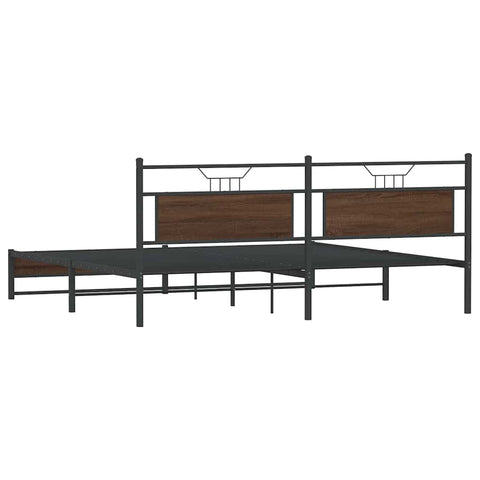vidaXL Metal Bed Frame without Mattress Brown Oak 193x203 cm