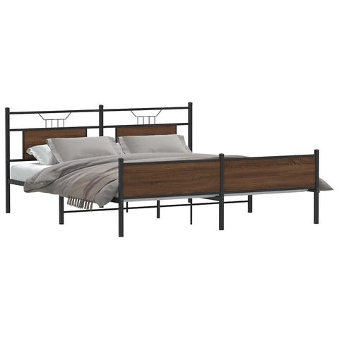 vidaXL Metal Bed Frame without Mattress Brown Oak 160x200 cm