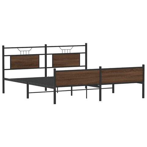 vidaXL Metal Bed Frame without Mattress Brown Oak 160x200 cm