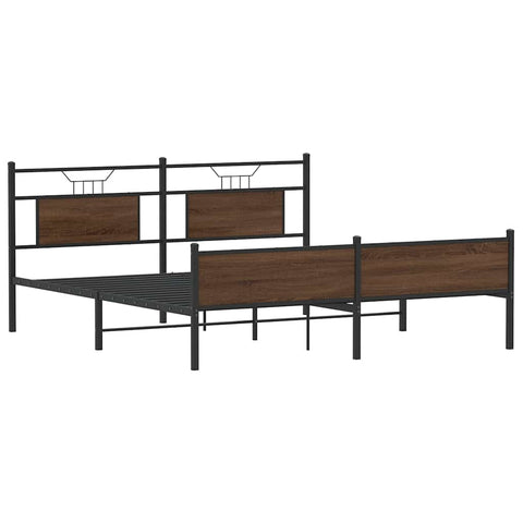 vidaXL Metal Bed Frame without Mattress Brown Oak 180x200 cm Super King