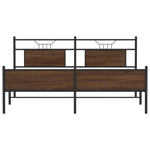 vidaXL Metal Bed Frame without Mattress Brown Oak 180x200 cm Super King