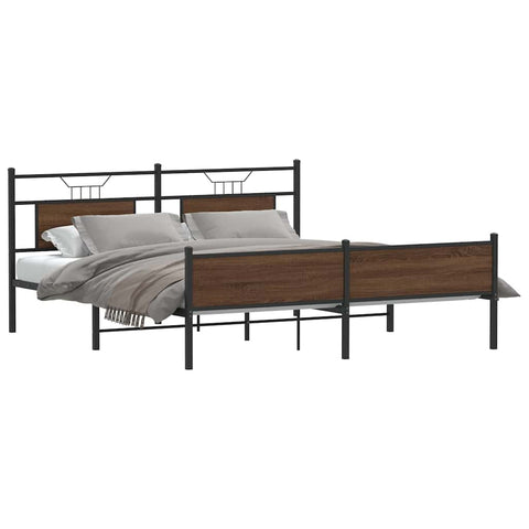 vidaXL Metal Bed Frame without Mattress Brown Oak 183x213 cm