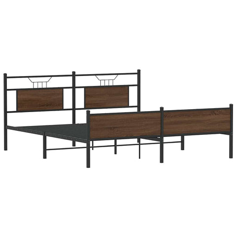 vidaXL Metal Bed Frame without Mattress Brown Oak 183x213 cm