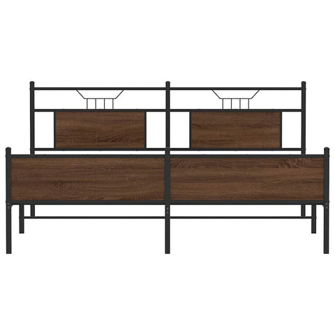 vidaXL Metal Bed Frame without Mattress Brown Oak 183x213 cm