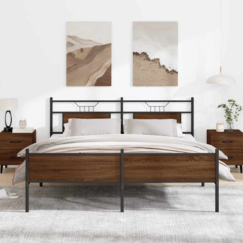 vidaXL Metal Bed Frame without Mattress Brown Oak 183x213 cm