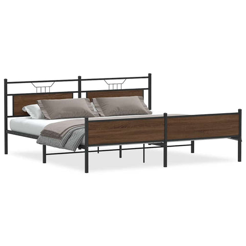 vidaXL Metal Bed Frame without Mattress Brown Oak 200x200 cm