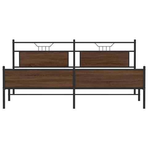 vidaXL Metal Bed Frame without Mattress Brown Oak 200x200 cm