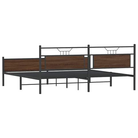 vidaXL Metal Bed Frame without Mattress Brown Oak 200x200 cm