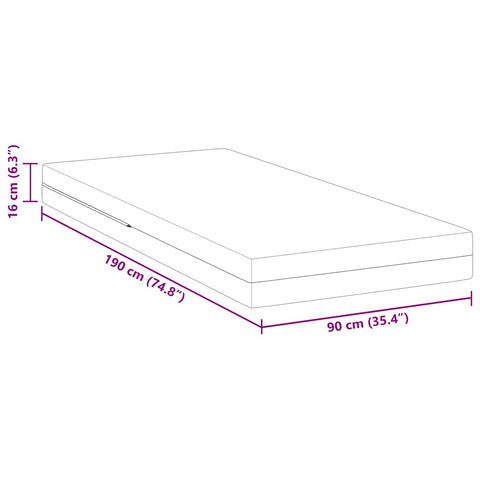 vidaXL Mattress White 90 x 190 cm Foam