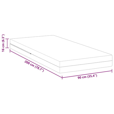 vidaXL Mattress White 90 x 200 cm Foam