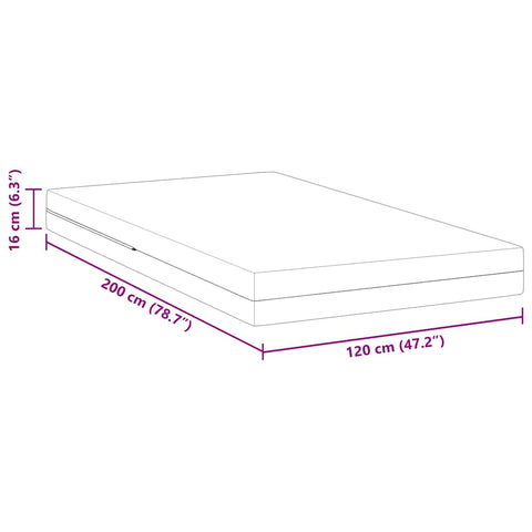 vidaXL Mattress White 120 x 200 cm Foam