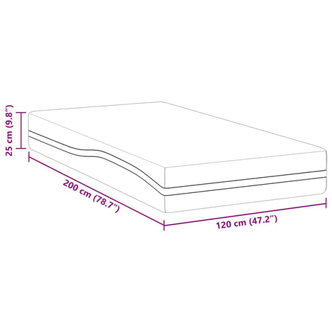 vidaXL Mattress White and Grey 120 x 200 cm Memory Foam